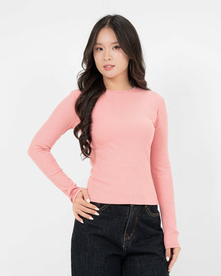 Áo Thun Tăm Nữ Dài Tay Co Giãn Cổ Tròn