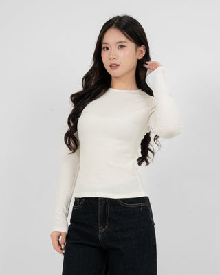 Áo Thun Tăm Nữ Dài Tay Co Giãn Cổ Tròn