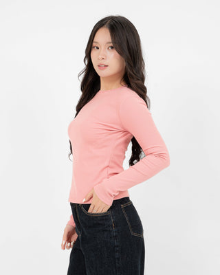 Áo Thun Tăm Nữ Dài Tay Co Giãn Cổ Tròn