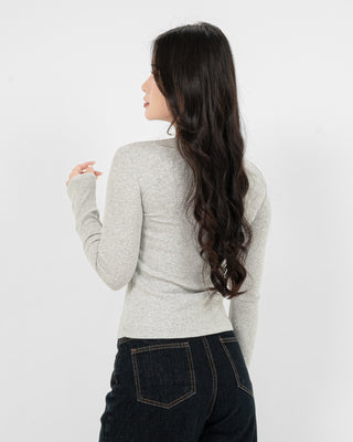 Áo Thun Tăm Nữ Dài Tay Co Giãn Cổ Tròn