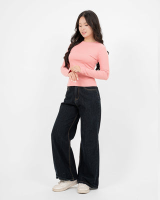 Áo Thun Tăm Nữ Dài Tay Co Giãn Cổ Tròn