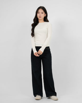 Áo Thun Tăm Nữ Dài Tay Co Giãn Cổ Tròn