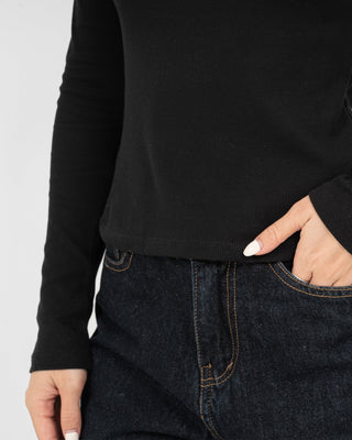 Áo Thun Tăm Nữ Dài Tay Co Giãn Cổ Tròn