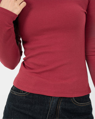 Áo Thun Tăm Nữ Dài Tay Co Giãn Cổ Tròn