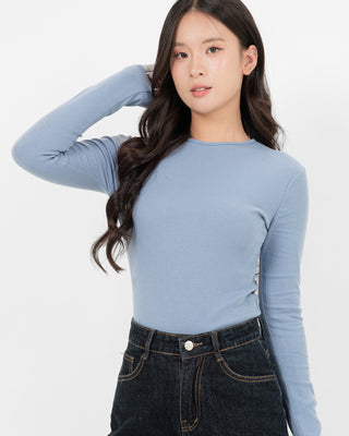 Áo Thun Tăm Nữ Dài Tay Co Giãn Cổ Tròn