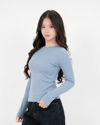 Áo Thun Tăm Nữ Dài Tay Co Giãn Cổ Tròn