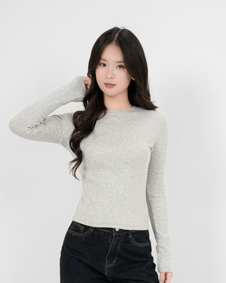 Áo Thun Tăm Nữ Dài Tay Co Giãn Cổ Tròn