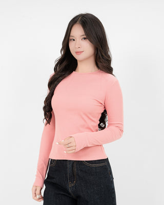 Áo Thun Tăm Nữ Dài Tay Co Giãn Cổ Tròn