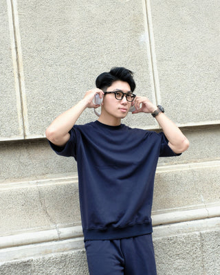 Set Áo Nỉ Nam Ngắn Tay + Quần Short Nỉ Nam - Màu Xanh Navy