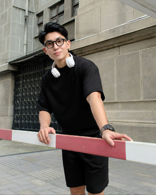 Set Áo Nỉ Nam Ngắn Tay + Quần Short Nỉ Nam - Màu Đen