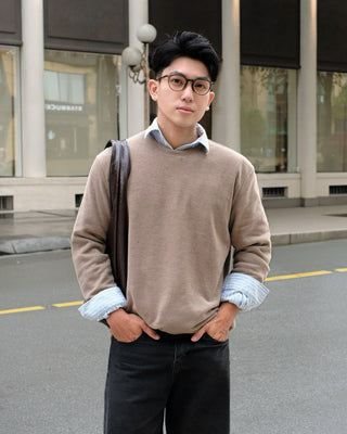 Áo sweatshirt vải CVC mặt mịn Peach-touch