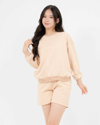 Set Áo Nỉ Nữ Dáng Rộng + Quần Short Nỉ Nữ